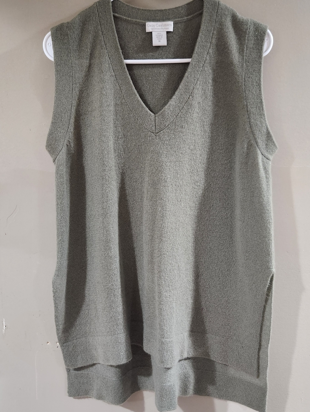 Oats Cashmere Sleeveless Sweater Tunic Green Size M